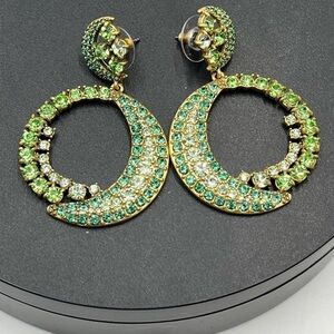 J. Crew Celestial‎ Drop Knocker Earrings Light pistachio Green Gold Plated Brass